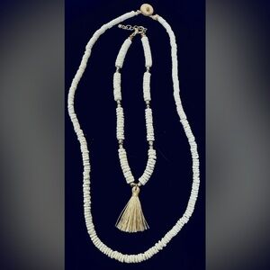 Puka Heishi shell necklace and anklet set
